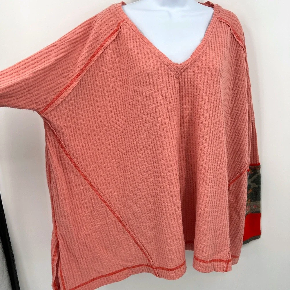 Free People We The‎ Free Lovin' Leopard Oversize Thermal V Neck Size M